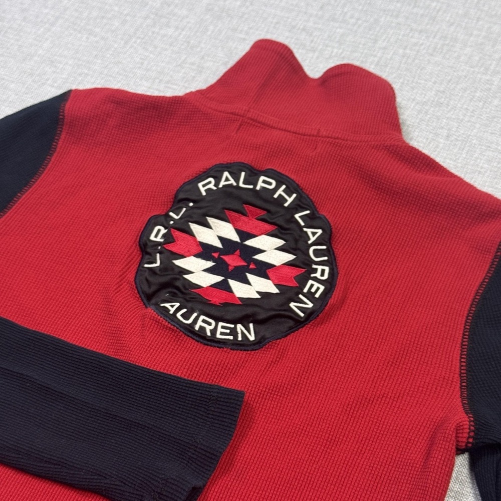 Lauren Ralph Lauren Waffle-Knit Southwestern 1/4 Zip Pullover Womens XS Red
